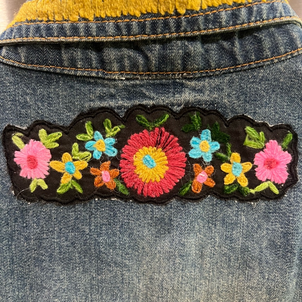 C&A Custom Boho Denim Jacket Embroidered Western Donkey Patch One of a Kind - Picture 9 of 11